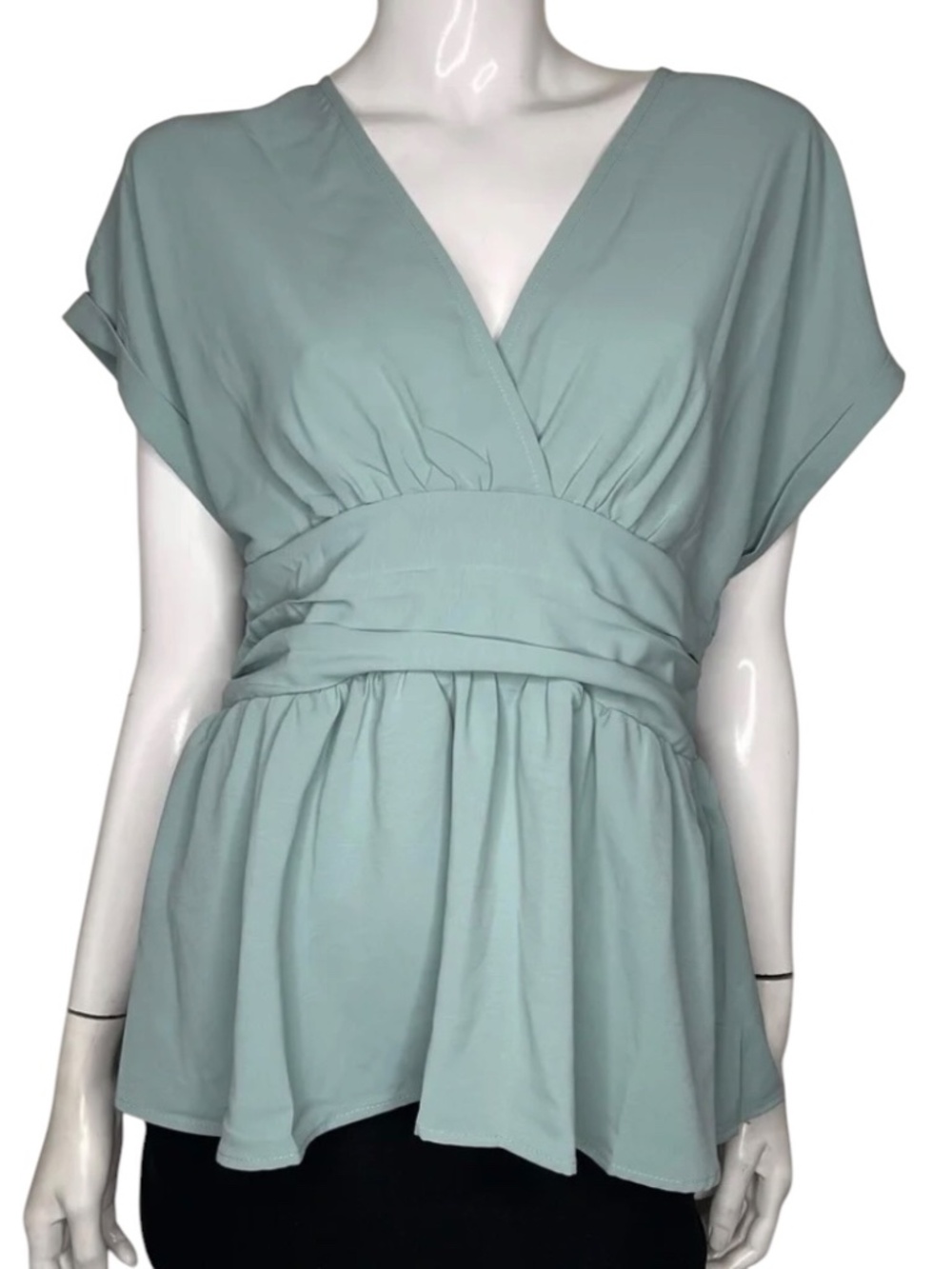 🤑5/$25 SHEIN Women's Short Sleeve Blouse Soft Blue